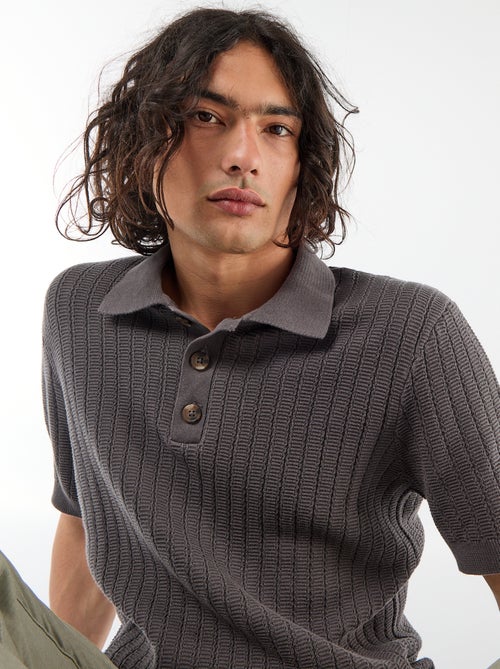 Polo en maille effet tricot - Kiabi