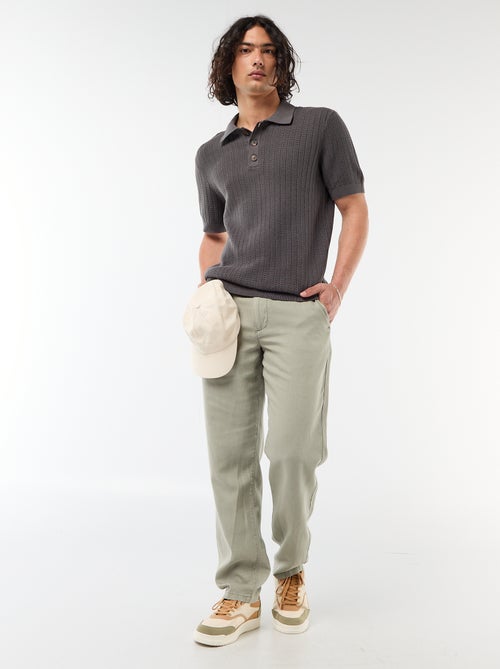 Polo en maille effet tricot - Kiabi