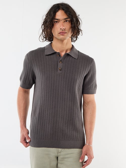 Polo en maille effet tricot - Kiabi
