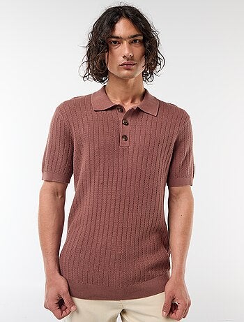 Polo en maille effet tricot