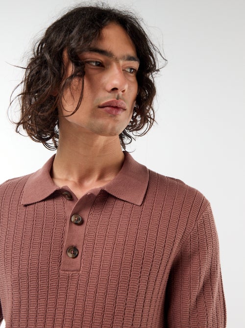 Polo en maille effet tricot - Kiabi