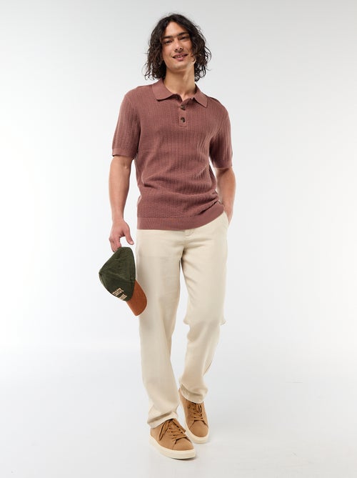 Polo en maille effet tricot - Kiabi