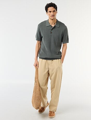 Polo en maille effet tricot