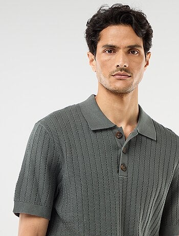 Polo en maille effet tricot