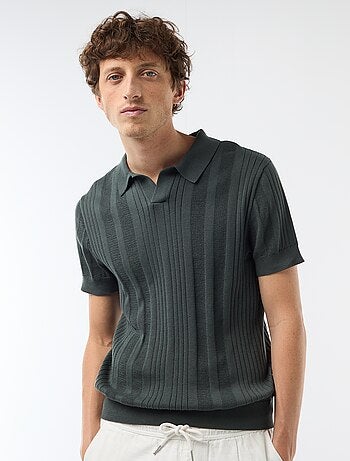 Polo en maille effet tricot
