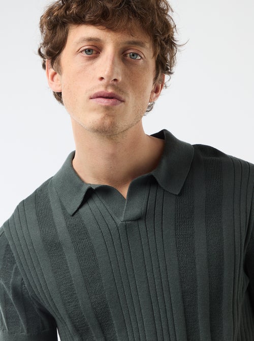 Polo en maille effet tricot - Kiabi