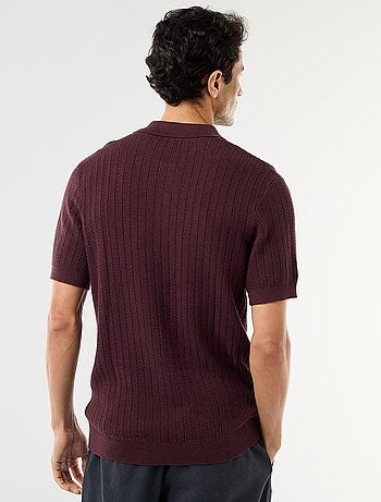 Polo en maille effet tricot