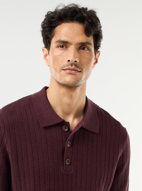 Polo en maille effet tricot - Kiabi