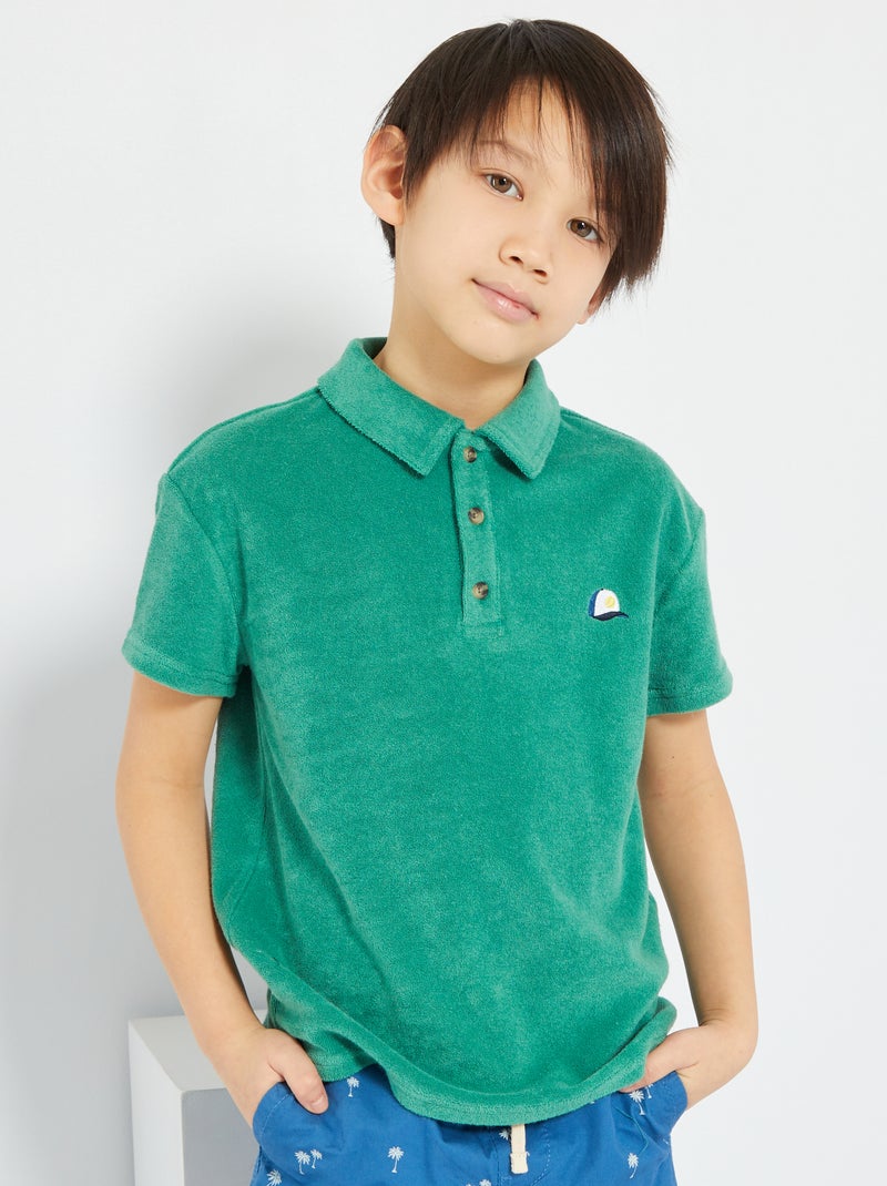 Polo en maille éponge vert - Kiabi