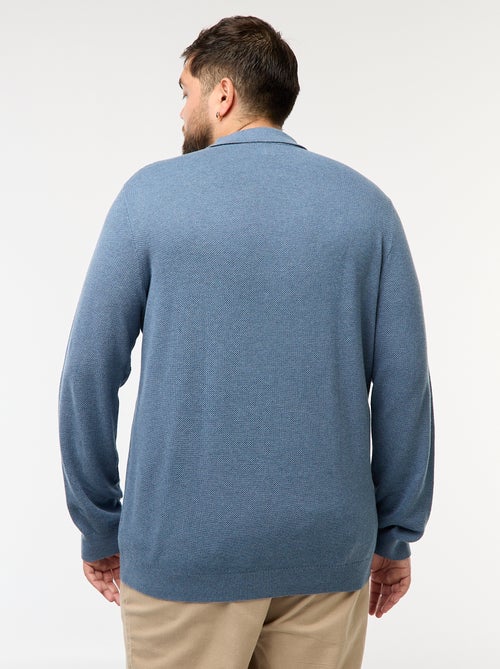 Polo en maille fantaisie à manches longues - Kiabi