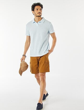 Polo en maille gaufrée à manches courtes