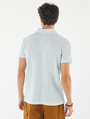 Polo en maille gaufrée à manches courtes