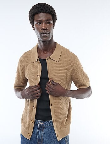 Polo en maille gaufrée