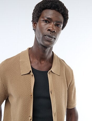 Polo en maille gaufrée