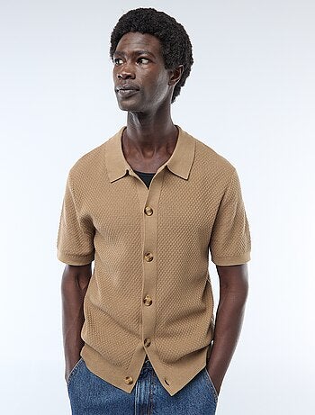 Polo en maille gaufrée