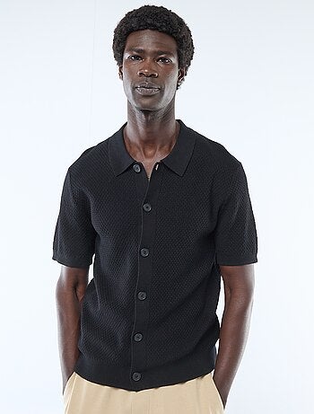 Polo en maille gaufrée