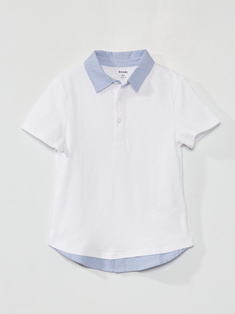 Polo en maille jersey effet 2 en 1 blanc - Kiabi