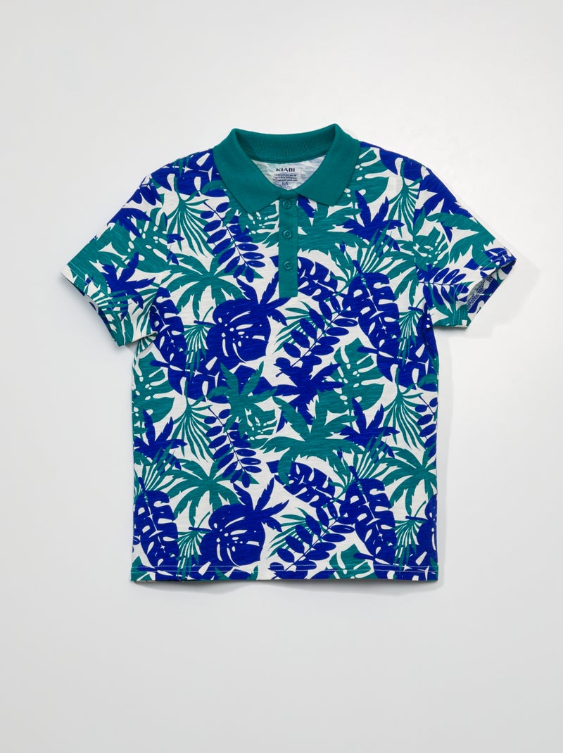 Polo en maille jersey motif 'feuillage' Vert - Kiabi