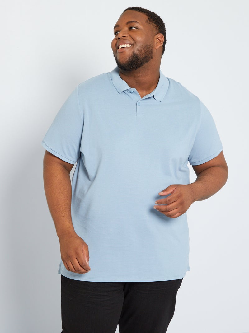 Polo en maille piqué bleu denim - Kiabi
