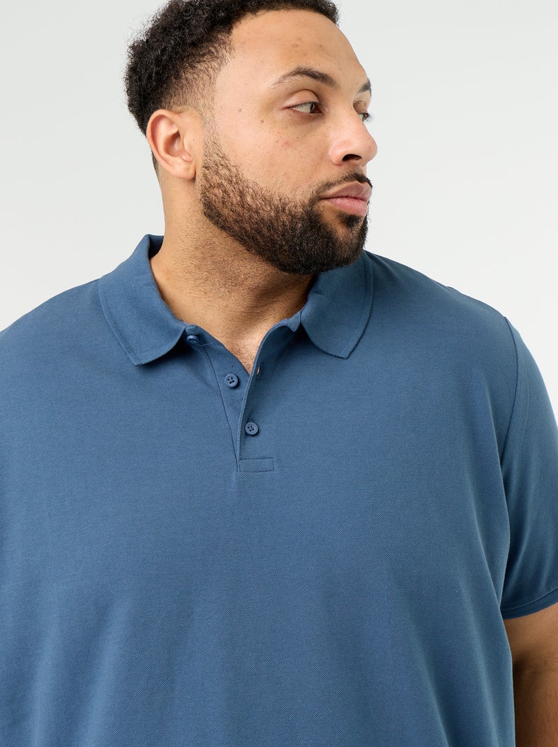 Polo en maille piqué Bleu - Kiabi