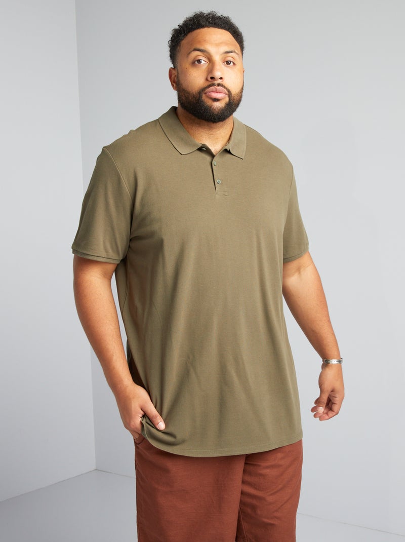 Polo en maille piqué Kaki - Kiabi