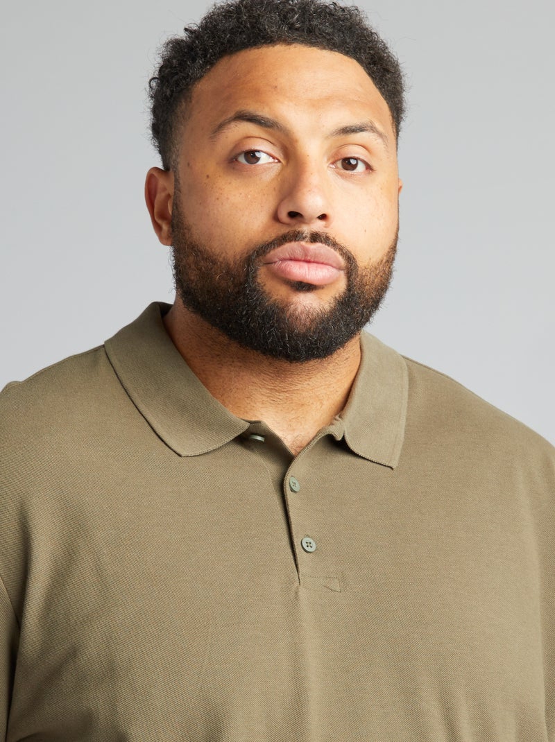 Polo en maille piqué Kaki - Kiabi