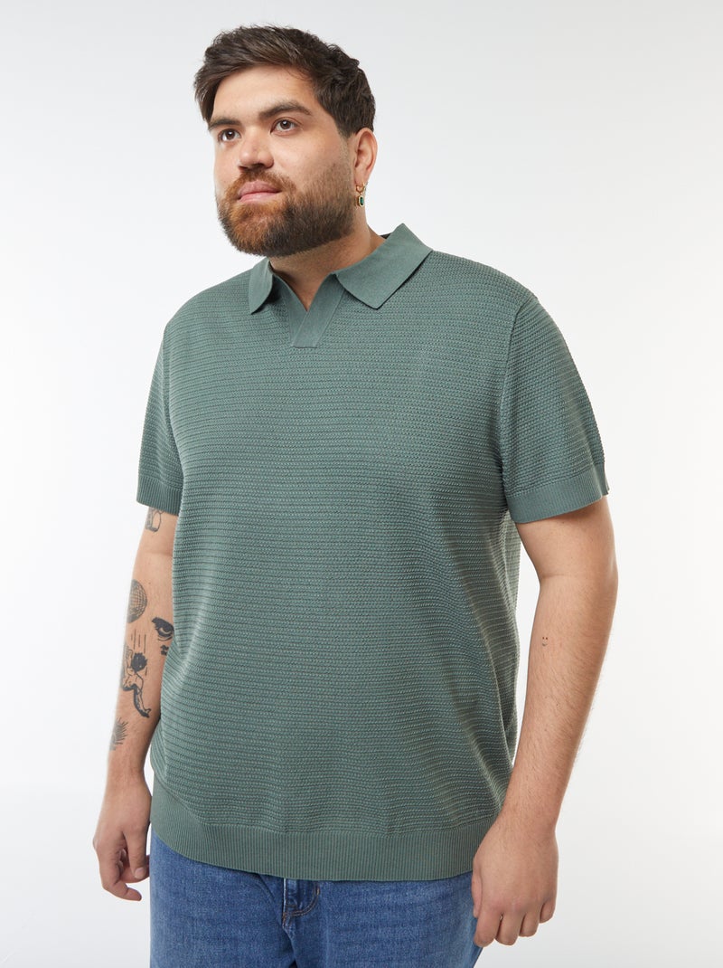Polo en maille piqué manches courtes Vert - Kiabi