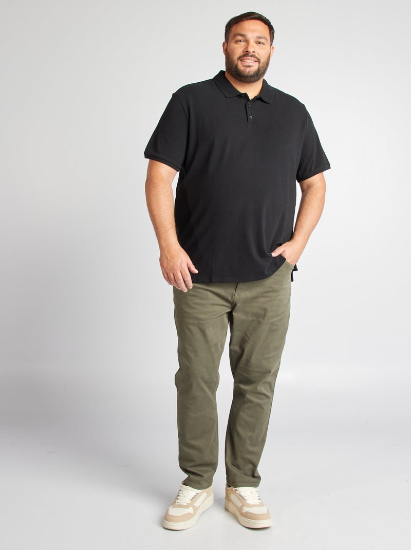 Polo en maille piqué noir - Kiabi