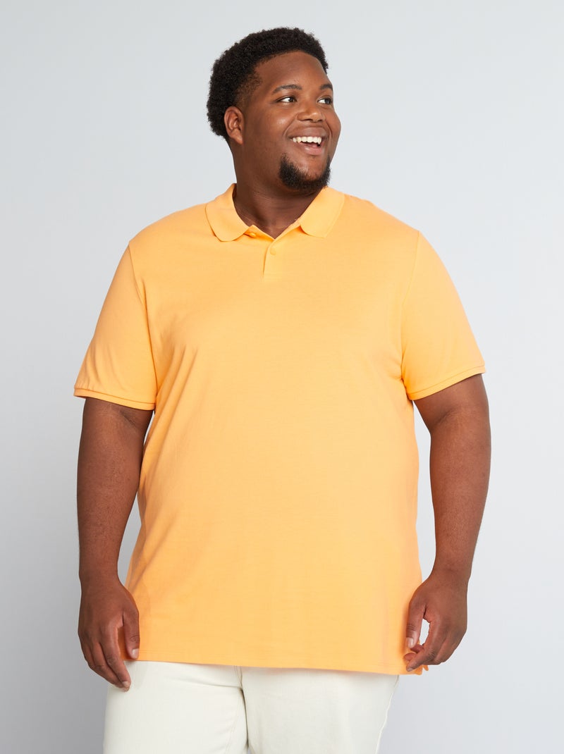 Polo en maille piqué orange abricot - Kiabi