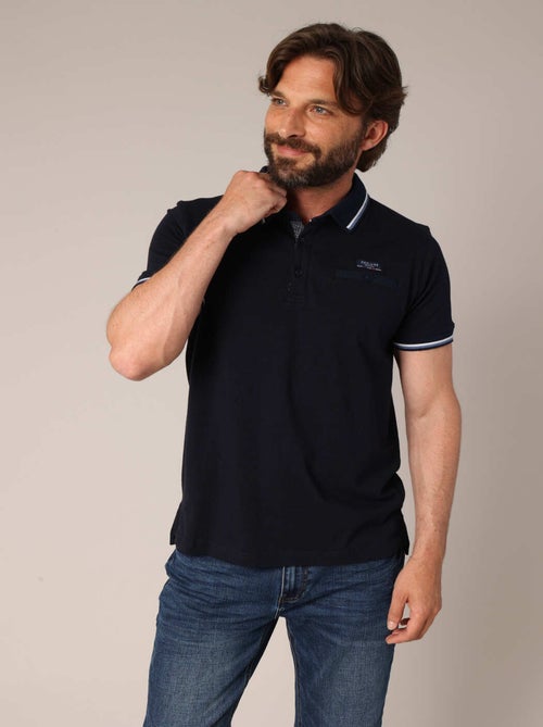 Polo en maille piquée 100% coton avec col contrastant 'Deeluxe' - Kiabi