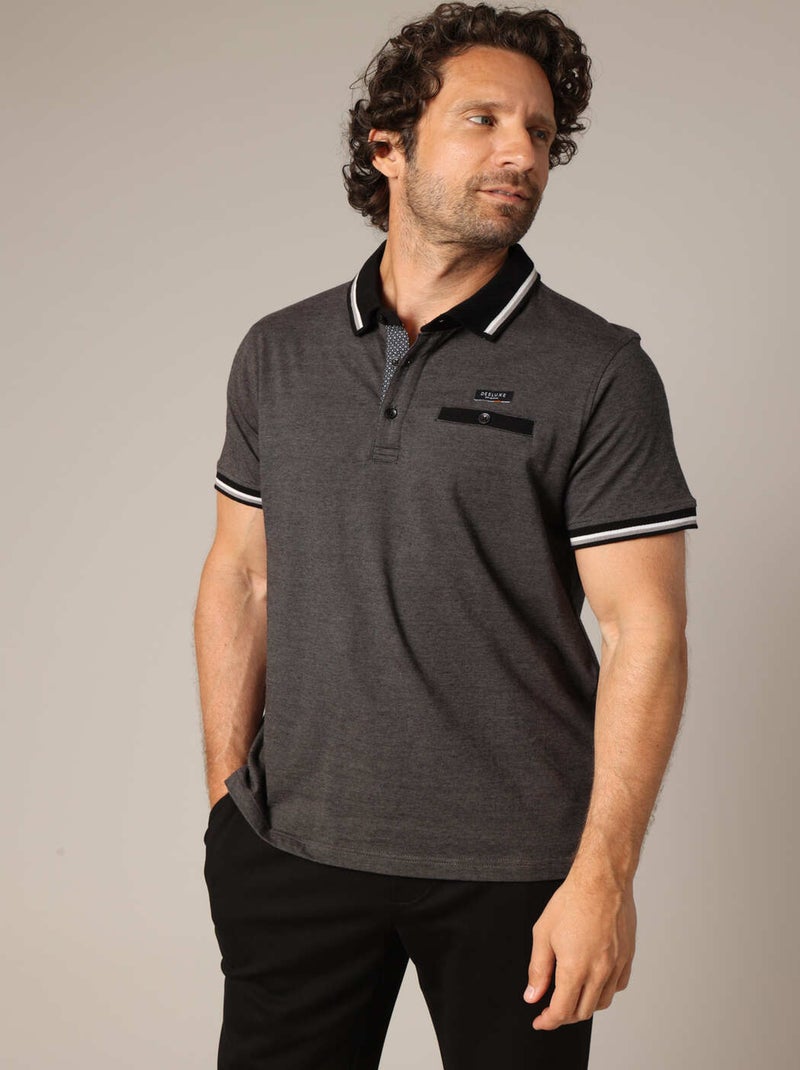 Polo en maille piquée 100% coton avec col contrastant 'Deeluxe' Noir - Kiabi