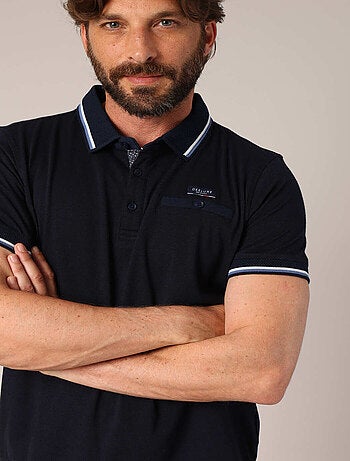 Polo en maille piquée 100 % coton avec col contrasté 'Deeluxe'