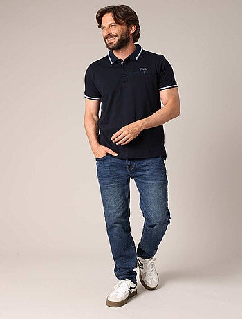 Polo en maille piquée 100 % coton avec col contrasté 'Deeluxe'