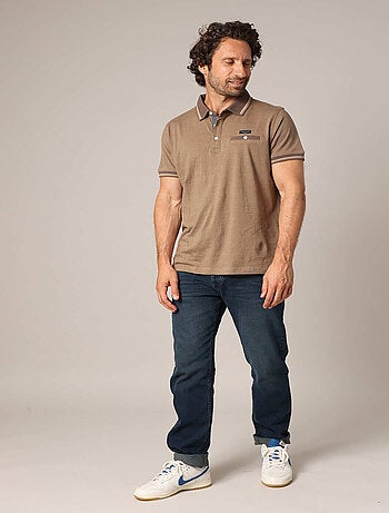 Polo en maille piquée 100 % coton avec col contrasté 'Deeluxe'