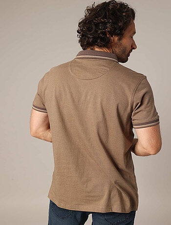 Polo en maille piquée 100 % coton avec col contrasté 'Deeluxe'