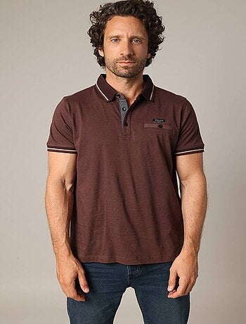 Polo en maille piquée 100 % coton avec col contrasté 'Deeluxe'