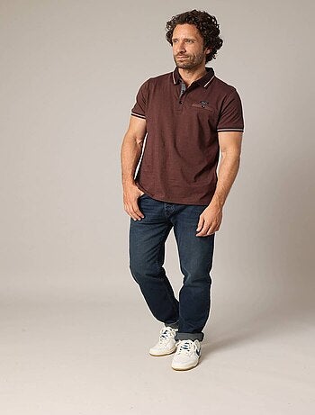 Polo en maille piquée 100 % coton avec col contrasté 'Deeluxe'