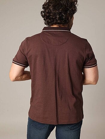 Polo en maille piquée 100 % coton avec col contrasté 'Deeluxe'