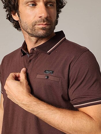 Polo en maille piquée 100 % coton avec col contrasté 'Deeluxe'