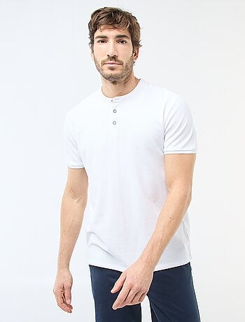 Polo en maille piquée homme à col tunisien