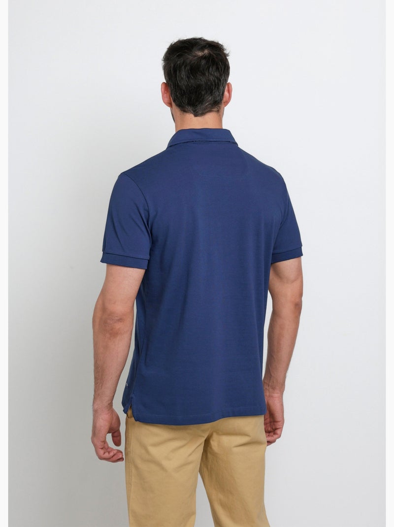 Polo en maille piquée à manches courtes - AFIBEL Bleu jean - Kiabi