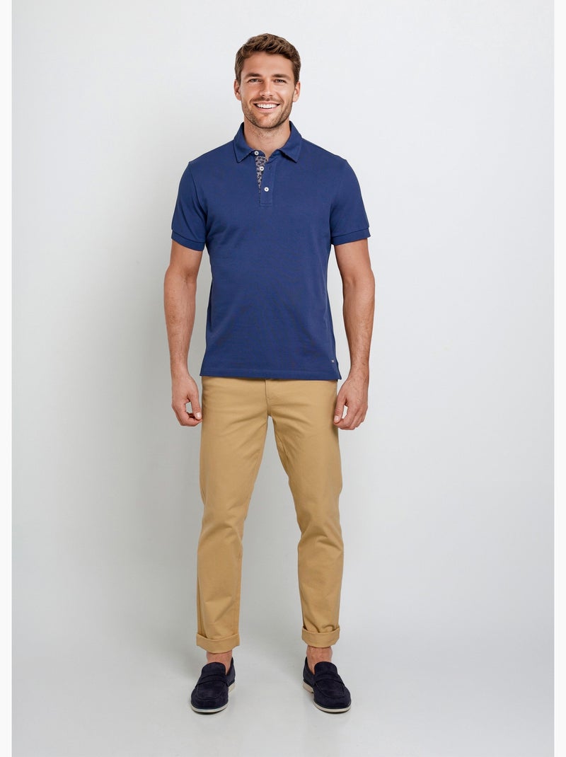 Polo en maille piquée à manches courtes - AFIBEL Bleu jean - Kiabi