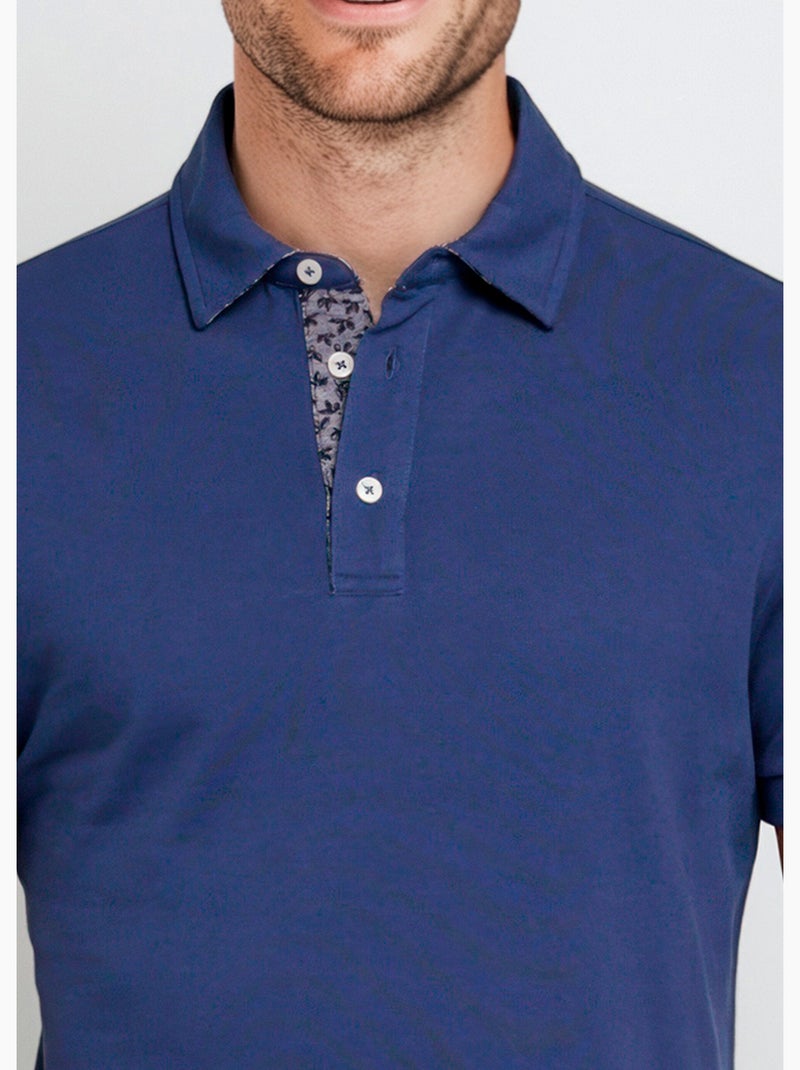 Polo en maille piquée à manches courtes - AFIBEL Bleu jean - Kiabi
