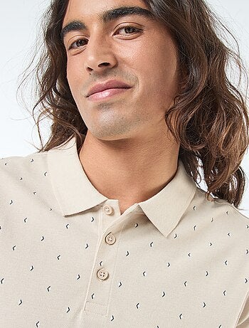 Polo en maille piquée à manches courtes et motif