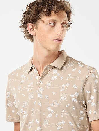 Polo en maille piquée avec motif all-over