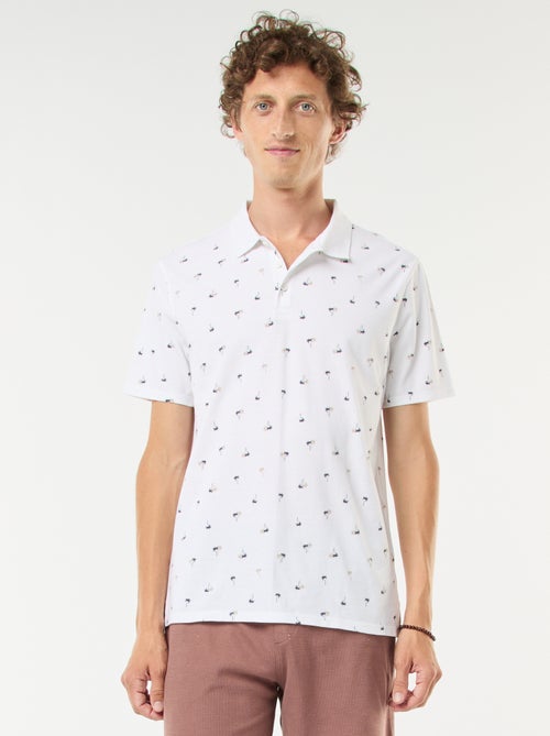 Polo en maille piquée avec motif all-over - Kiabi