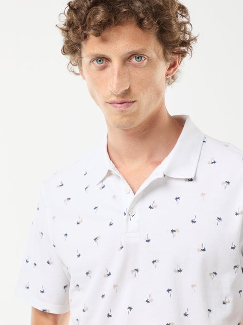 Polo en maille piquée avec motif all-over - Kiabi