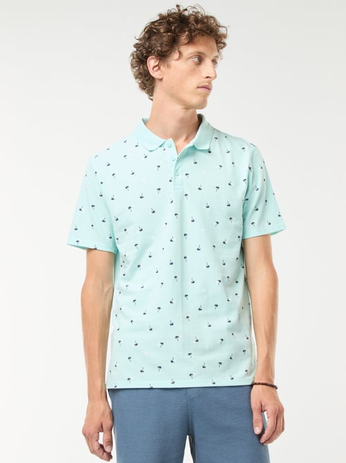 Polo en maille piquée avec motif all-over - Kiabi