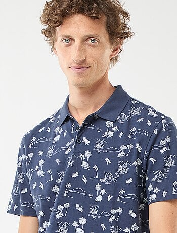 Polo en maille piquée avec motif all-over