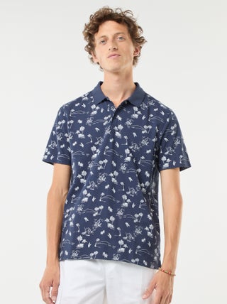 Polo en maille piquée avec motif all-over